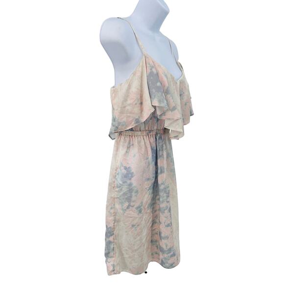 Kimchi Blue Tie-Dye Marble Above Knee Dress WMNS S Vneck Overlay Keyhole Straps - Picture 5 of 10